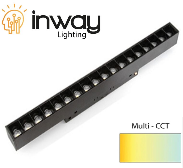 Lámpara Lineal Magnética LED p/Riel de 20mm de ancho con Rejilla, 24W ...